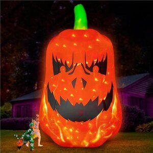12 Foot Tall Inflatable Jack O'Lantern Pumpkin with Flash LED Lighted